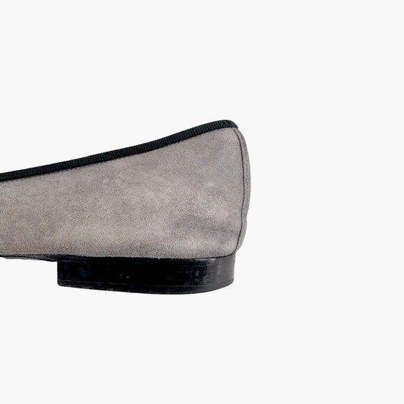 Chanel CC Gray Suede Black Cap Toe Ballet Flats Shoes Size 39 US 8-8.5 Logo - Picture 9 of 15